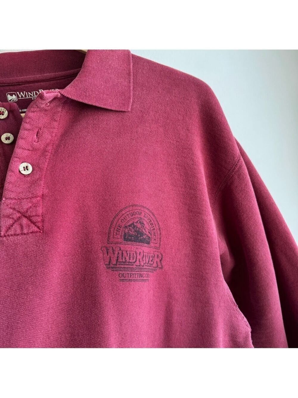 Vintage Cotton Pullover Sweatshirt Sz M Maroon Distressed Worn In Casual GUC - Picture 3 of 13